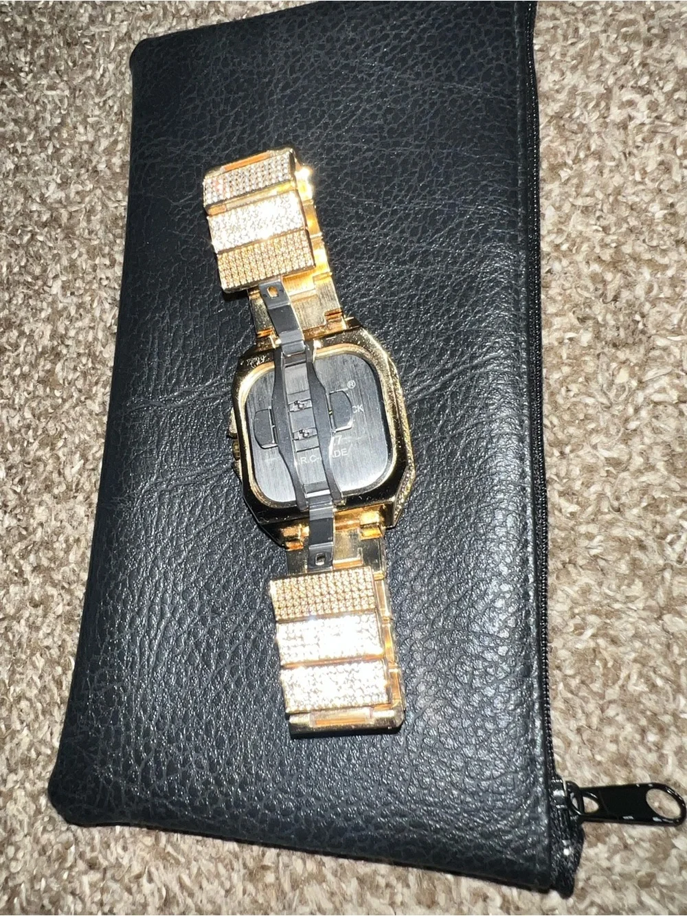 Pintime Iced Out Vintage Gold Diamond Moissanite Stainless Steel Watch